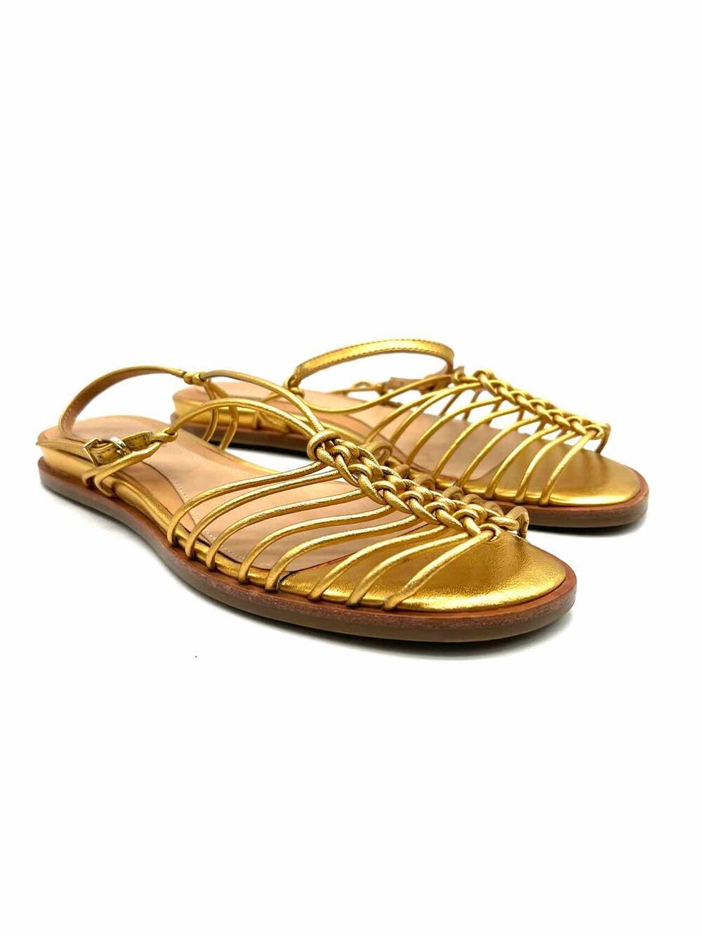 Joie Size 8 Gold Caged Leather Shoes Sandals